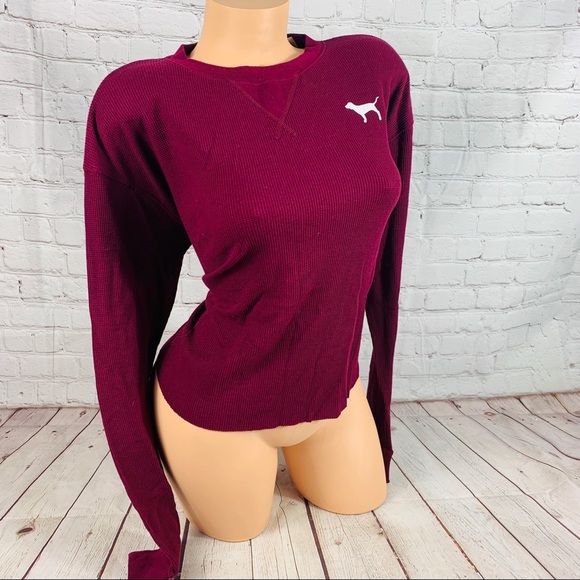 VS PINK Logo Long Sleeve Crop Tee Shirt - Picture 3 of 7